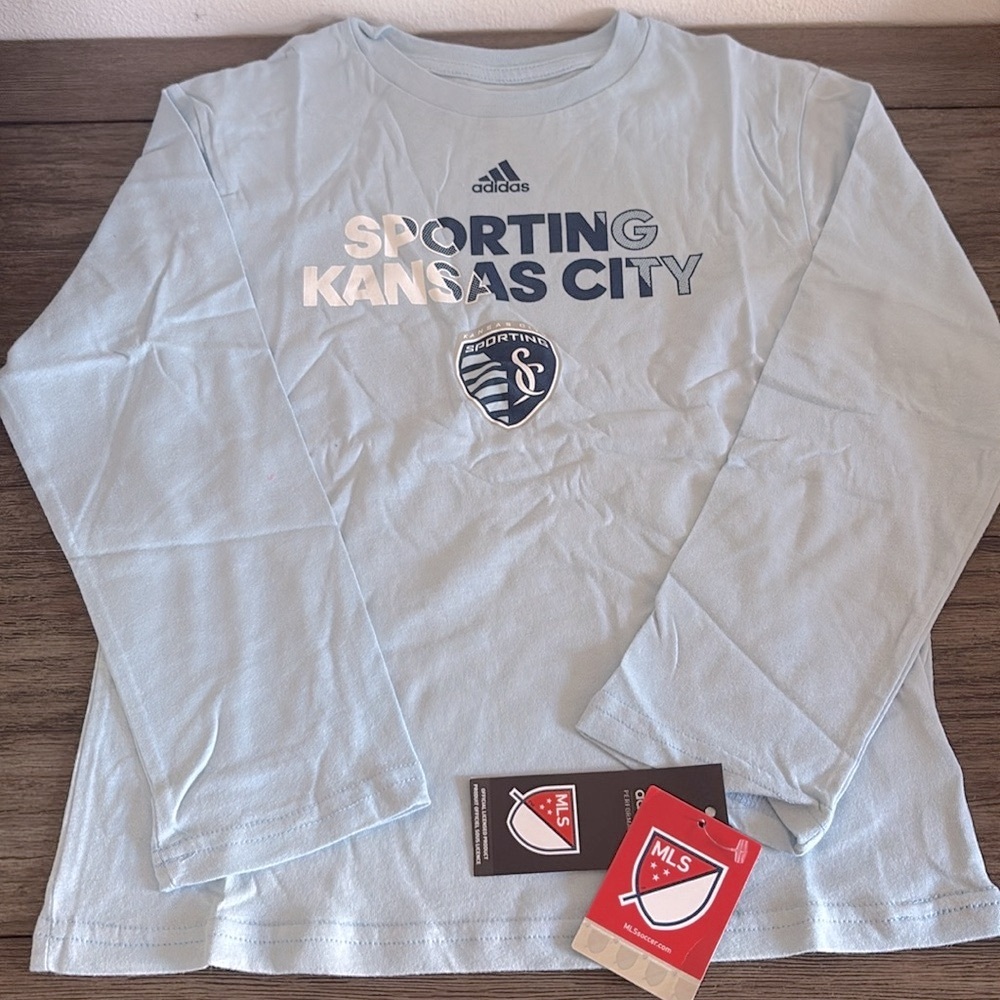 NWT [Adidas] Sporting Kansas City MLS Light Blue Long Sleeve Shirt Youth L (7) - Picture 3 of 9
